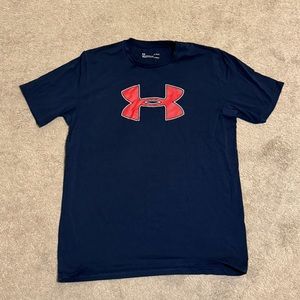 Under Armour Red Logo on Blue TShirt - Large